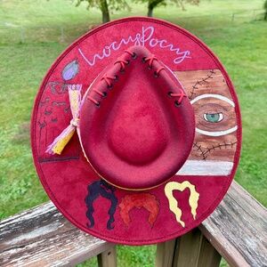 Hocus Pocus Hand Burned Suede Fedora Hats